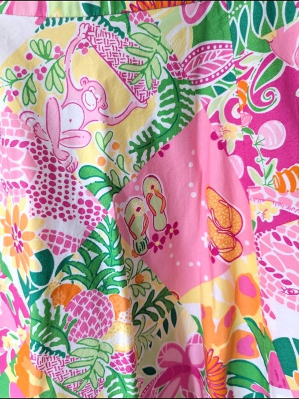 Lilly Pulitzer Cotton Pink Floral Circle Skirt with Crochet Hem Size 2 - Picture 3 of 6